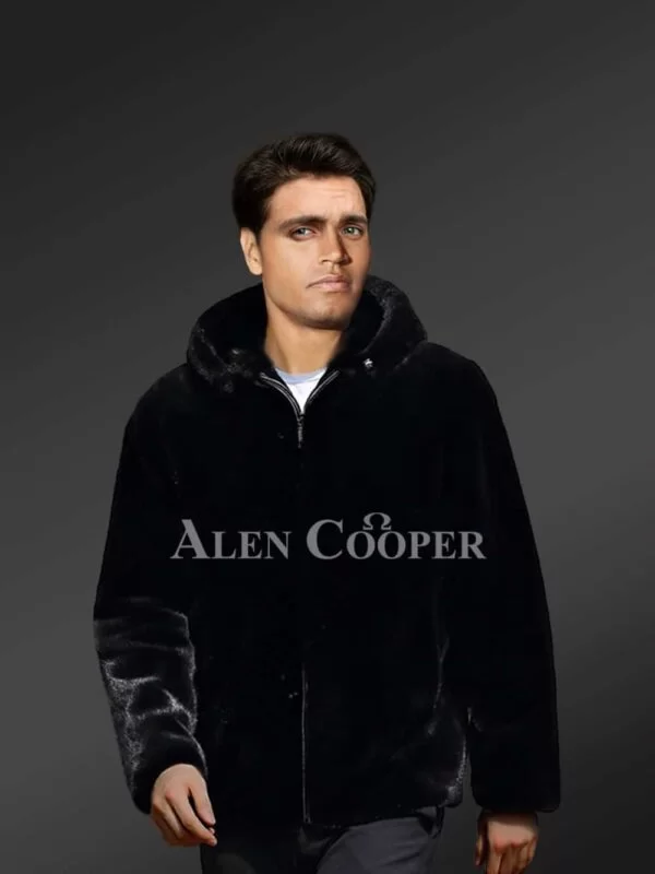 Full Skin Mink Fur Jacket with Hood - Image 2