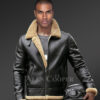 Motorcycle shearling jacket in black for stylish men! view