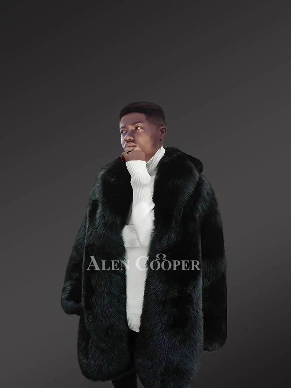 Mens Black Fox Fur Coat for a Bold & Classy Look - Image 4