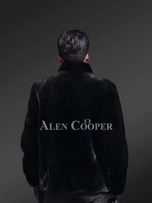 Coat in Mink Fur in a Classic Pitch-Black Shade - Image 4