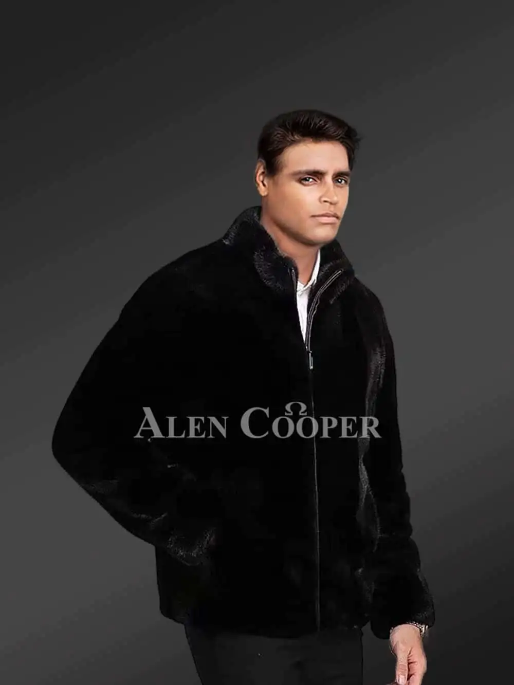 Coat in Mink Fur in a Classic Pitch-Black Shade - Image 3