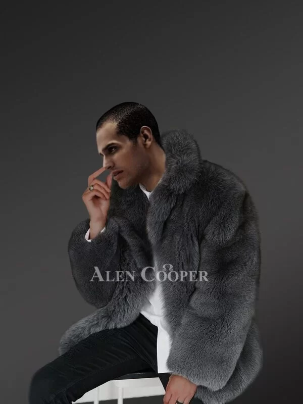 Mens Fox Fur Black Jacket To Look Sophisticated and Stay Warm - Image 6