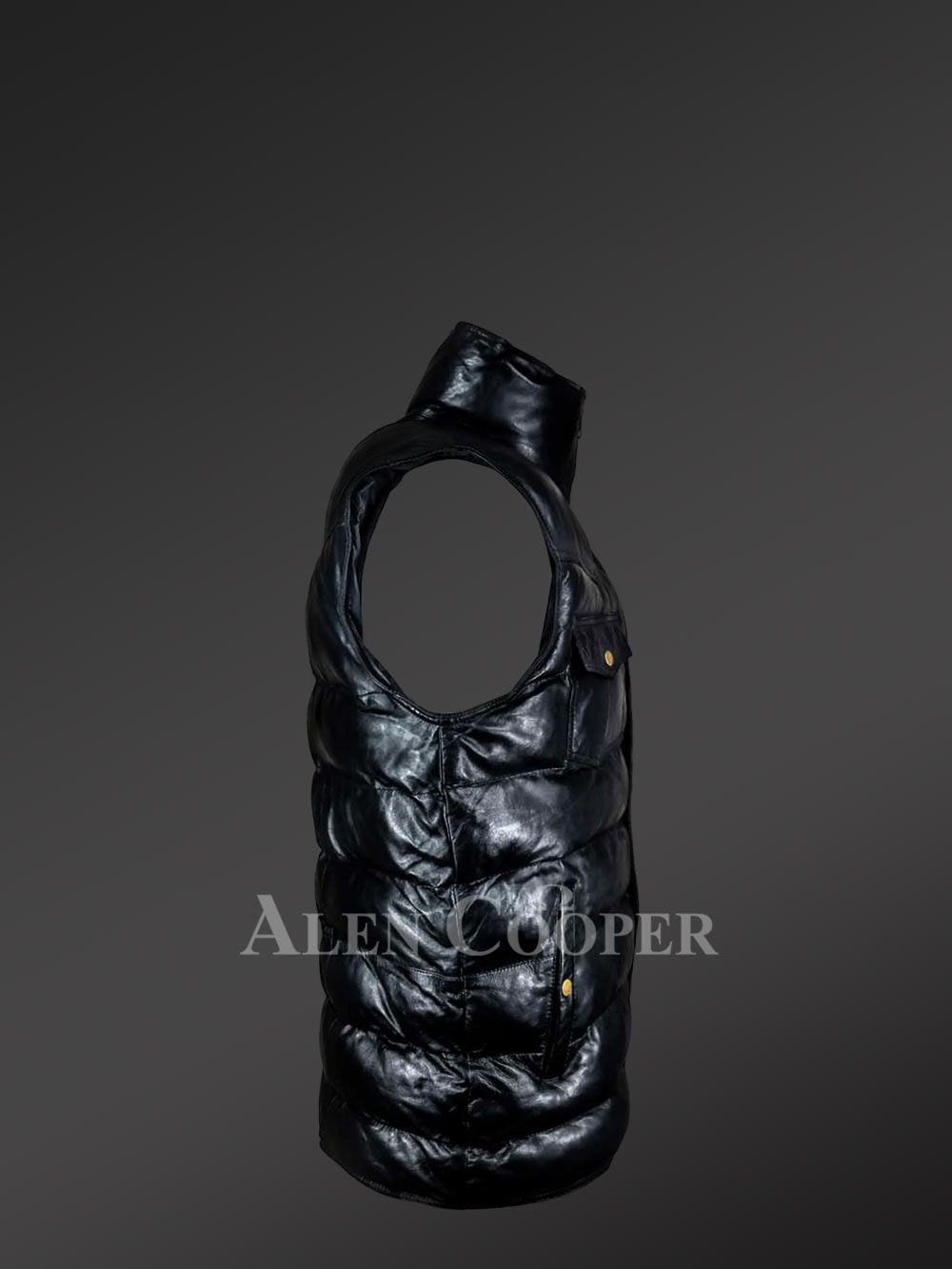 Puffy Leather Bubble Vest Jacket for Men