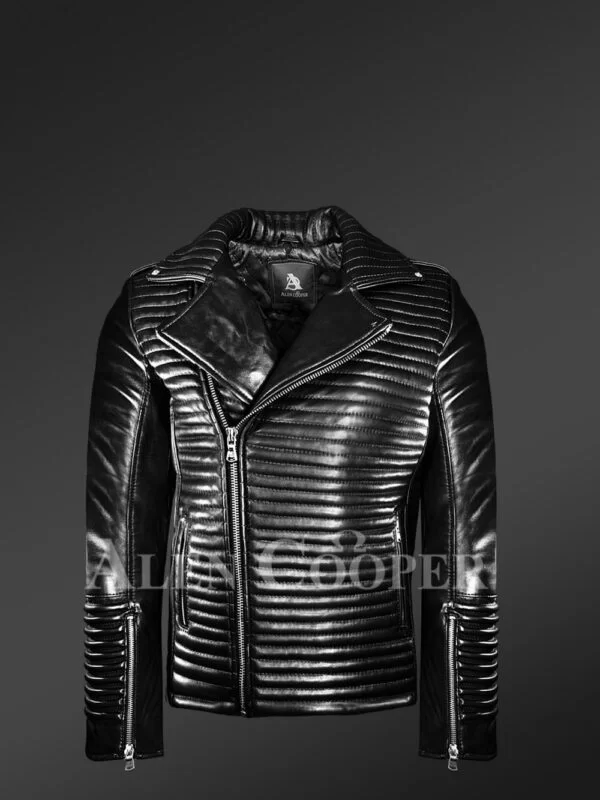 Leather Biker Jacket with Notched Lapel – Bold Looks with Max Comfort - Image 3