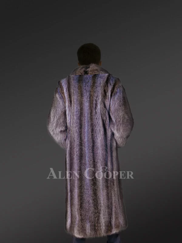 Racoon Fur Long Coat for Men in Grey-Brown with Collar is Soft and Supple - Image 3