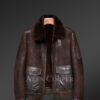 Red-Brown Aviator Bomber Style Shearling Jacket men s