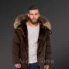 Reinvent themselves with hybrid Coffee Finn raccoon fur parka convertibles for men