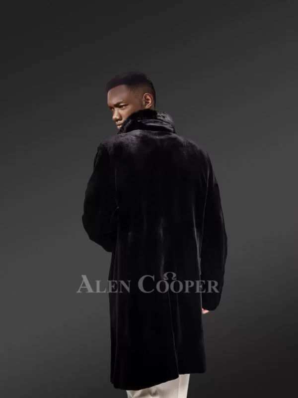 Long Mink Fur Coat with Buttoned Sleeves - Image 5