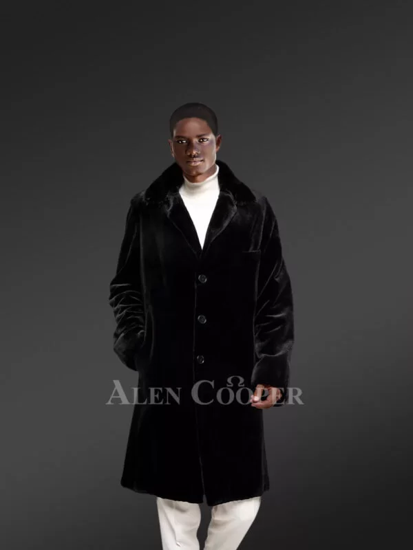 Long Mink Fur Coat with Buttoned Sleeves - Image 2