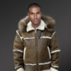 Stylish and appealing men’s B-3 shearling bomber jackets Men with hood from Alen Cooper. Shearling Bomber Leather Jacket with Fur Hood