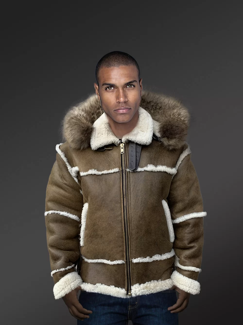 Men Shearling Bomber Jacket