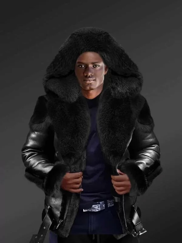 Sheepskin Shearling Men Coat  - Image 3