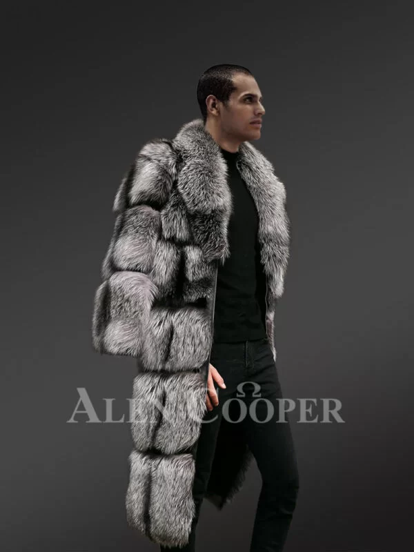 Mens Silver Fox Long Coat with Incredible Warmth & Sophisticated Looks - Image 5