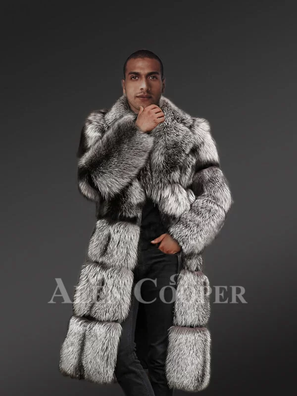 Mens Silver Fox Long Coat with Incredible Warmth & Sophisticated Looks - Image 4