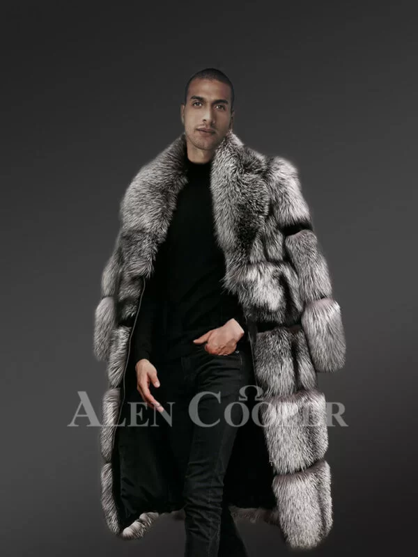 Mens Silver Fox Long Coat with Incredible Warmth & Sophisticated Looks - Image 3