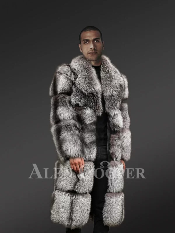 Mens Silver Fox Long Coat with Incredible Warmth & Sophisticated Looks - Image 2