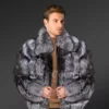 Silver fox fur winter coat