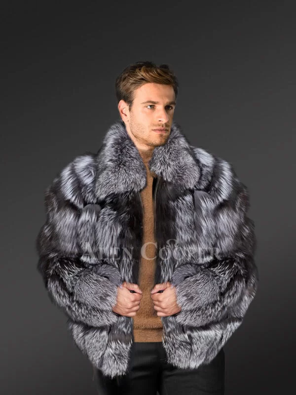 Silver fox fur winter coat