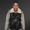 black shearling vest