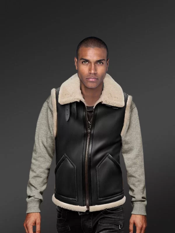 black shearling vest