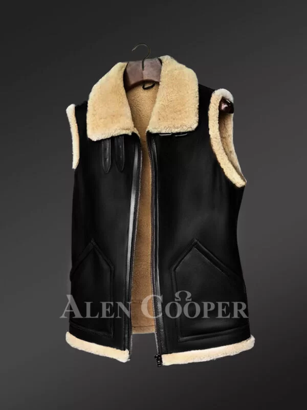 Sleeveless Black shearling jackets