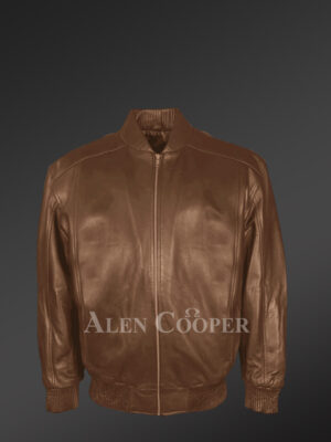 Stylish Bomber Brown Real Leather Jacket for Men