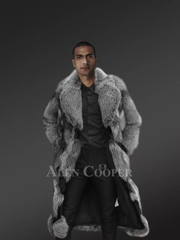Mens Stylish Fox Fur Long Coat to Be A Trendsetter - Image 2