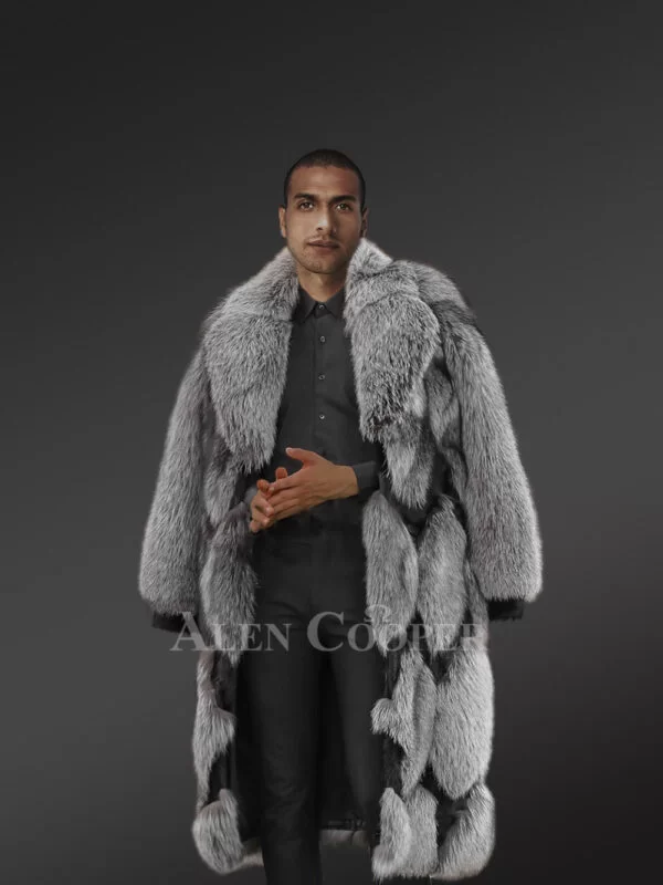 Mens Stylish Fox Fur Long Coat to Be A Trendsetter - Image 3