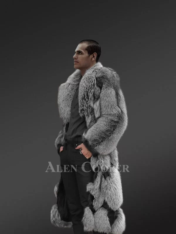 Mens Stylish Fox Fur Long Coat to Be A Trendsetter - Image 4