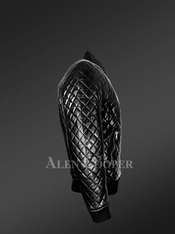 Stylish and Attractive Leather Quilted Baseball Bomber Jacket - Image 3