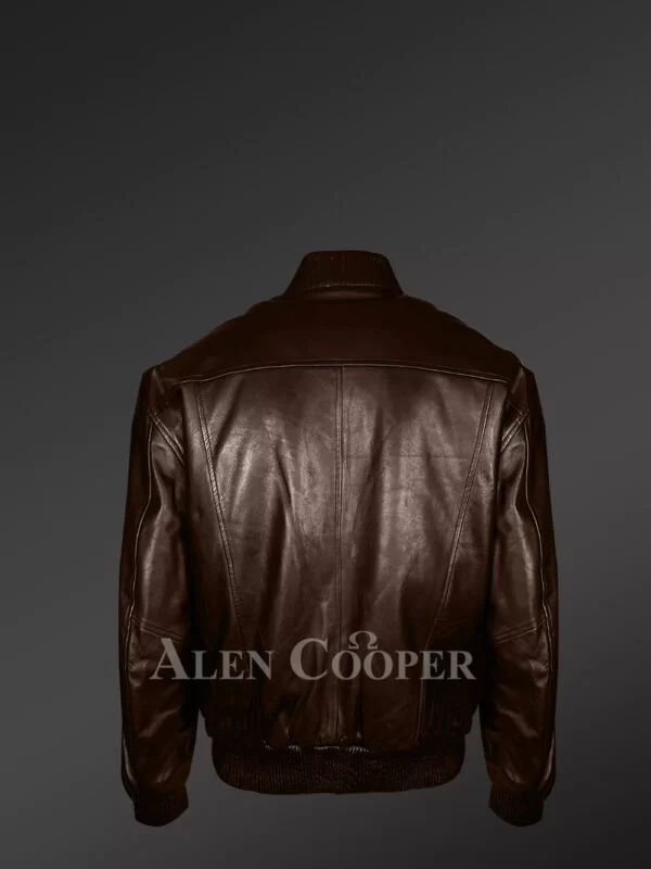 Mens Lambskin Bomber in Coffee Color To Look Debonair - Image 4