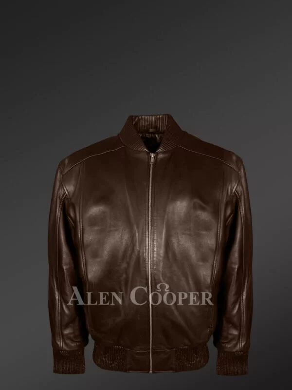 Mens Lambskin Bomber in Coffee Color To Look Debonair - Image 2