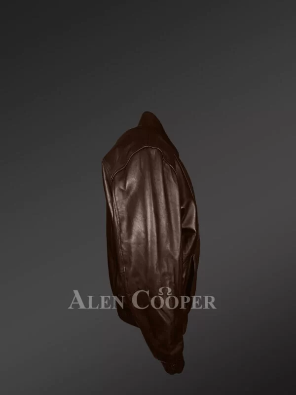 Mens Lambskin Bomber in Coffee Color To Look Debonair - Image 3