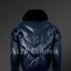 Super stylish vintage real leather v bomber jacket with crystal fox fur collar new model