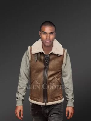 Tan Brown Shearling Vest