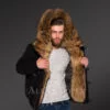 Uniquely Designed Hybrid Black Finn Raccoon Fur Parkas For Stylish Men