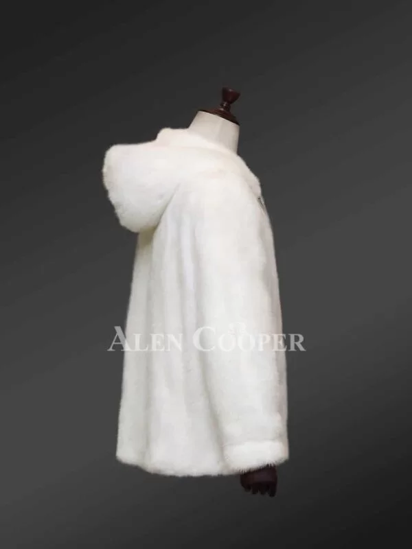 White Full Skin Mink Fur Jacket for Men - Image 4