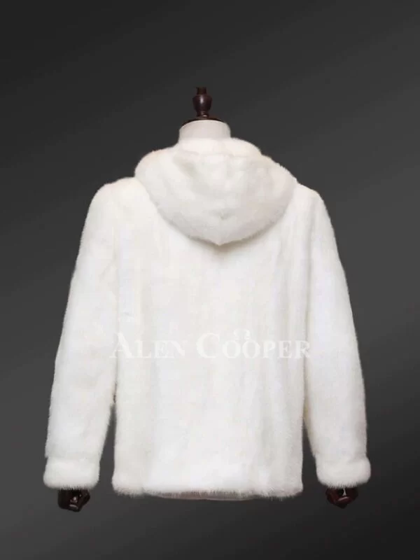 White Full Skin Mink Fur Jacket for Men - Image 5