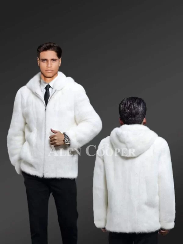 White Full Skin Mink Fur Jacket for Men - Image 2
