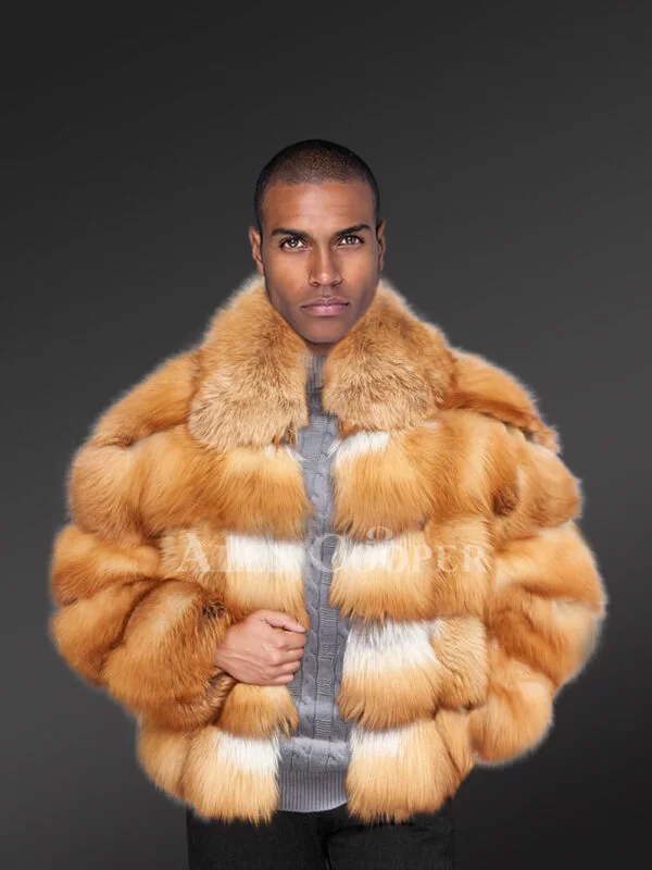 Mens Genuine Fox Fur Bomber – Look Radiant To Dazzle Onlookers - Image 2