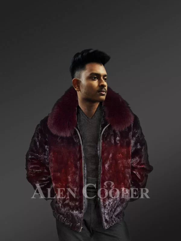 Mink Fur Bomber Jacket in Dual Tone - Image 4