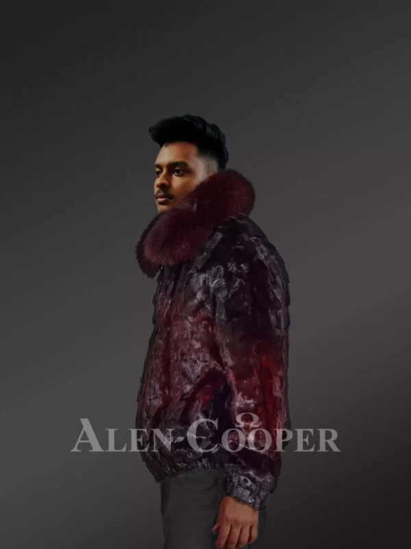 Mink Fur Bomber Jacket in Dual Tone - Image 5