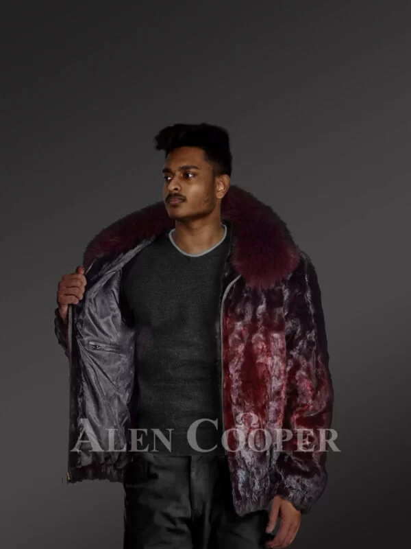 Mink Fur Bomber Jacket in Dual Tone - Image 3