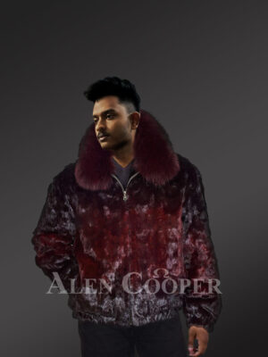 Burgundy Mink Bomber