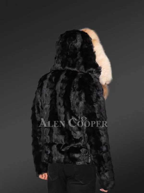 Premium Mink Jacket for Men in Luxurious Crystal Fox Fur Collar and Lapel - Image 5