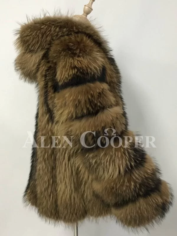 Raccoon Fur Coat with Hood – Comfort of Real Fur with Outstanding Qualities - Image 3