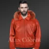 Mens Bomber with Hood and Fox Fur Trim