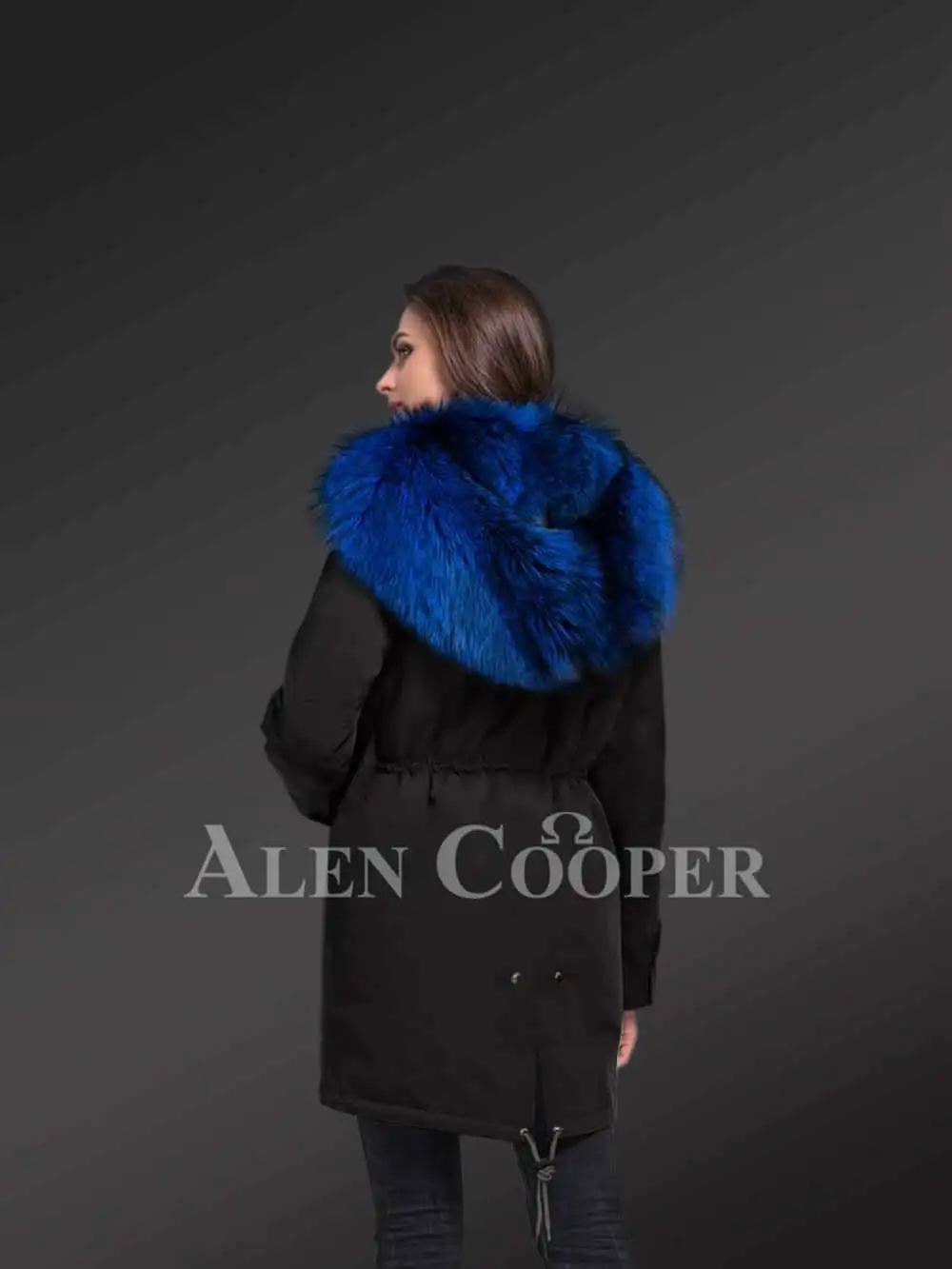 Craze For Ladies’ Arctic Fox Fur Hybrid Black Parka Convertibles with Rabbit Liner - Image 3