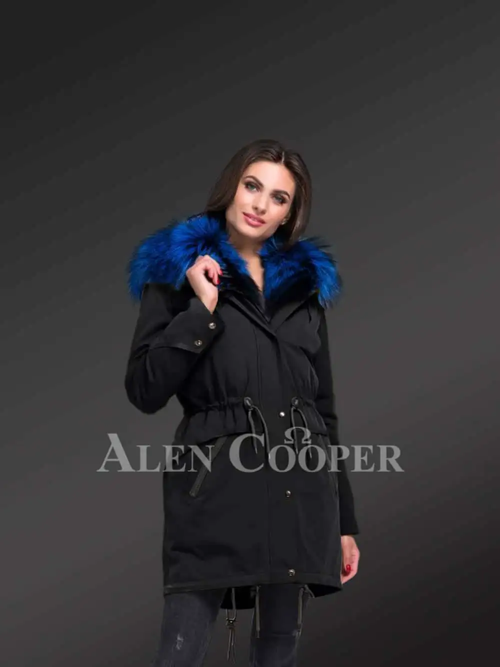Craze For Ladies’ Arctic Fox Fur Hybrid Black Parka Convertibles with Rabbit Liner - Image 2