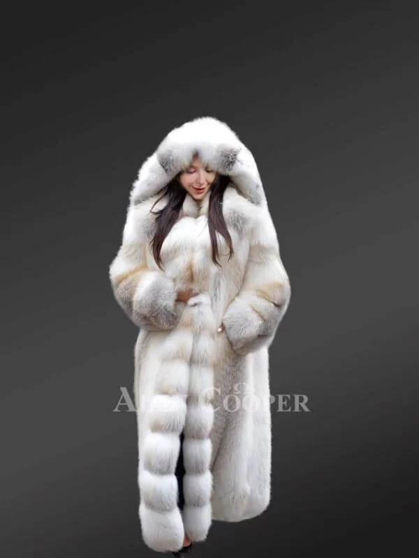 Fox Fur Long Tuxedo Coat for Women - Image 6